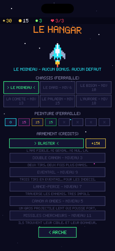 Le hangar et le choix des châssis